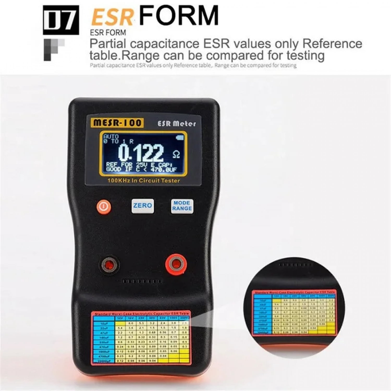 MESR-100 ESR Meter Auto-ranging Capacitor Tester 0.001-100Ω