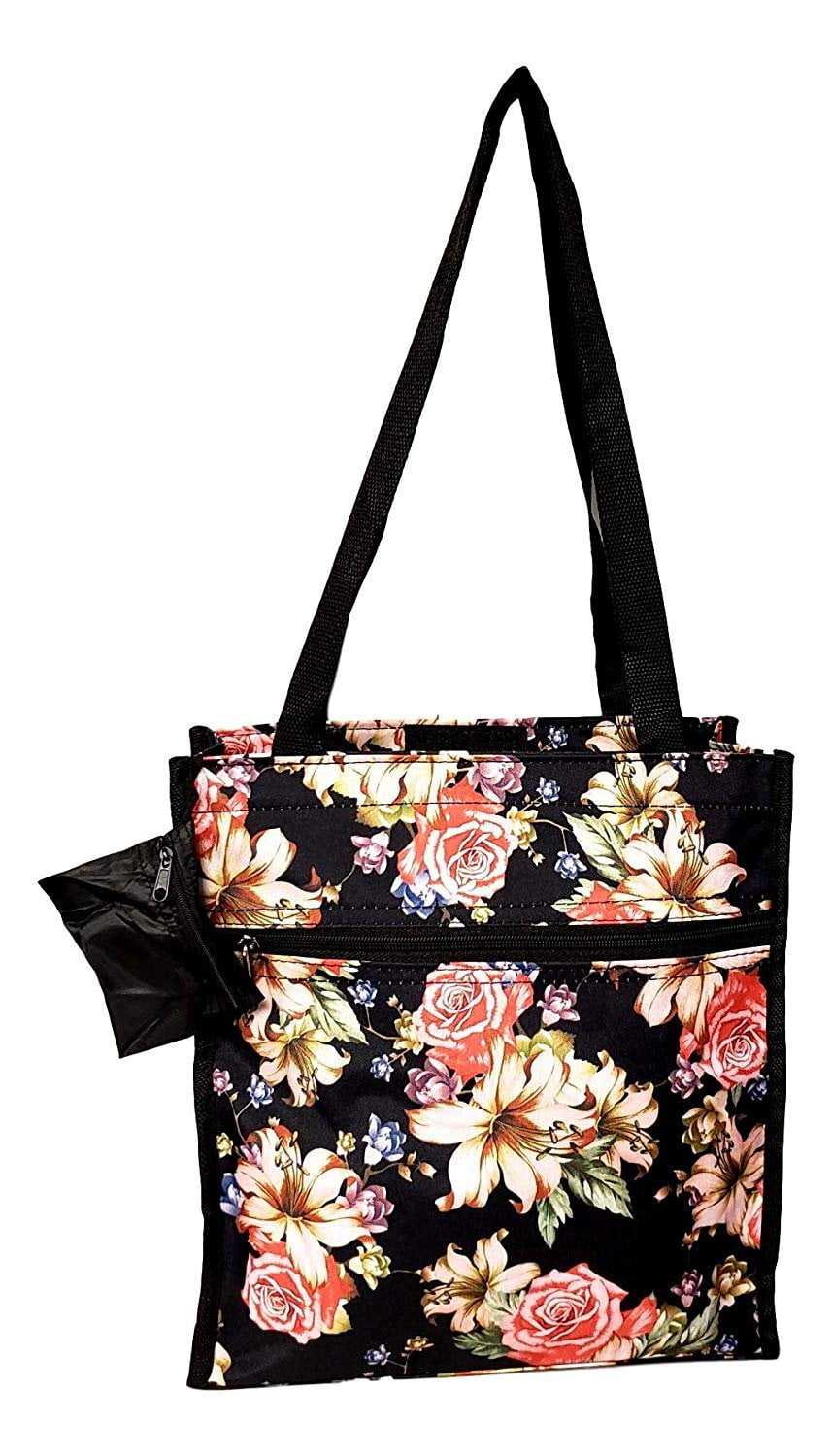 12 in by 13 in Tote Bag w/Mesh Water Bottle Pocket Rose Lily - Walmart.com