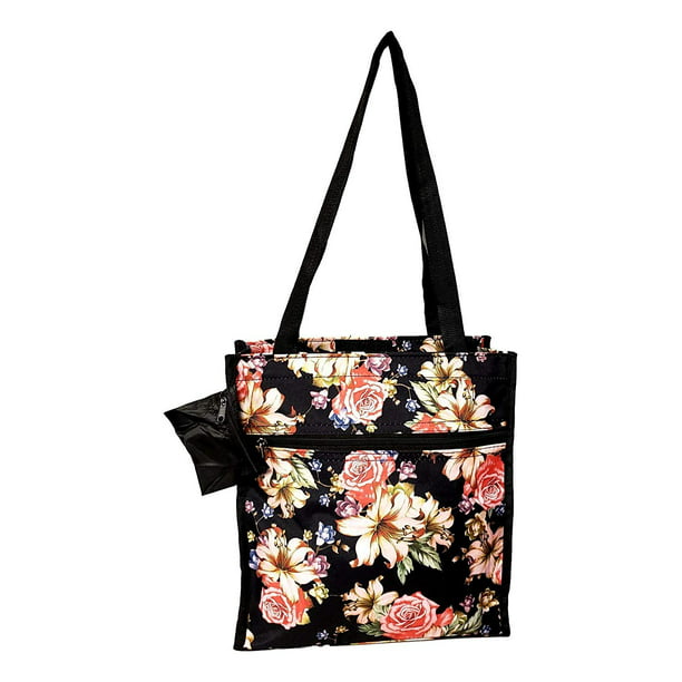 12 in by 13 in Tote Bag w/Mesh Water Bottle Pocket (Rose Lily ...