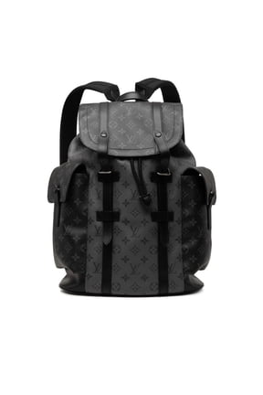Pre-Owned Louis Vuitton Monogram Eclipse Christopher MM Backpack M45419 Black Gray Leather...