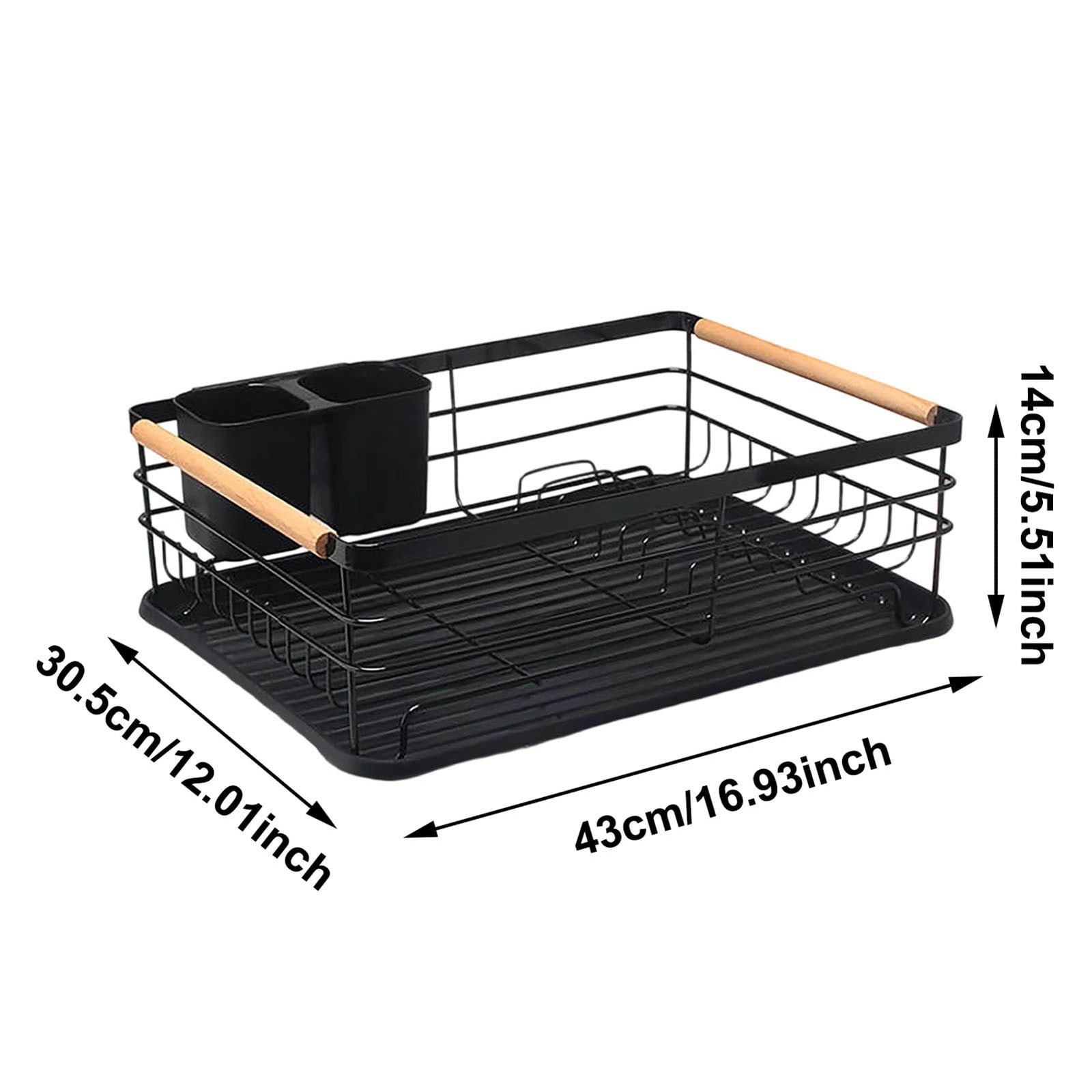 Dish Drainer with Integrated Cutlery Holder Matt Black Stainless Steel Kitchen Drying Rack Large Capacity Durable Design