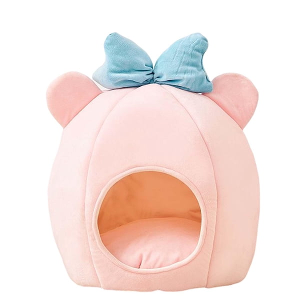 Linda cama para gatos, nido cálido, caseta para perros, parte inferior antideslizante, acogedora cueva para gatitos, tienda para gatos, casa para , Rosado Gloria cama de gato de peluche