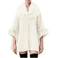 thumbnail image 3 of HTNBO Women's Large Collar Shawl Jacket Mid-Length Loose Cape Cardigan Parka Coat Outwear, 3 of 4