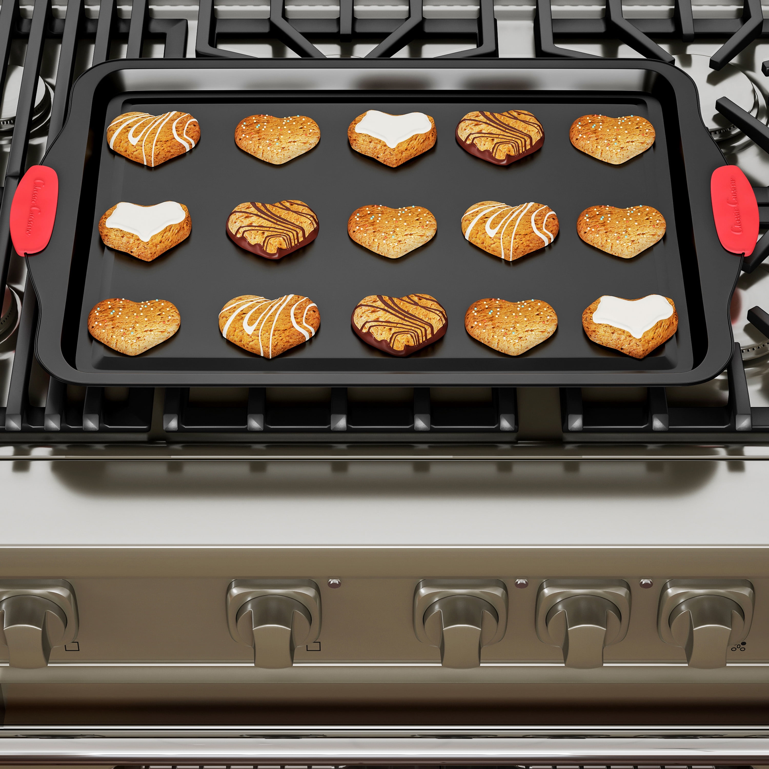 Classic Cuisine 3-Piece Nonstick Baking Pans with Silicone Handles (Black)