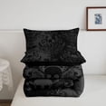 thumbnail image 5 of jejeloiu Moody Skull King Size Comforter Sets,Shadow Damask Comforters King Size For Adults,Grey Black,Black Reversible,3 Pieces,1 Comforter and 2 Pillowcases, 5 of 7
