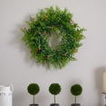 thumbnail image 4 of Nearly Natural 18" Floral & Fern Double Ring with Twig Base Floral Plastic Artificial Wreath (Assorted Colors), 4 of 5