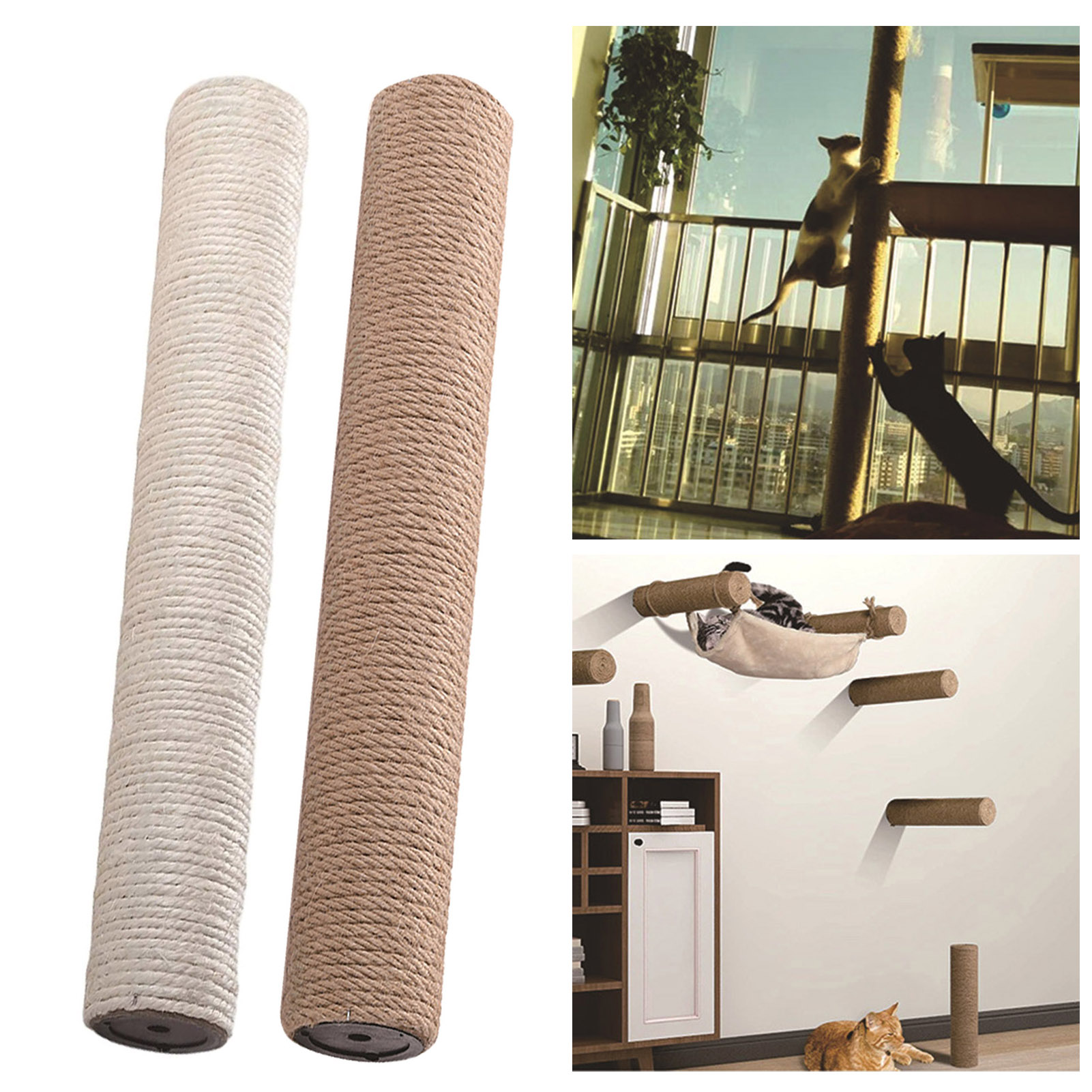 YIFAEUX Cat Scratching Post Cat Tree Replacement Post Sisal Climbing And Stretching Pole with 8mm Bolts for Home Indoor Cats Kittens Exercise And Play