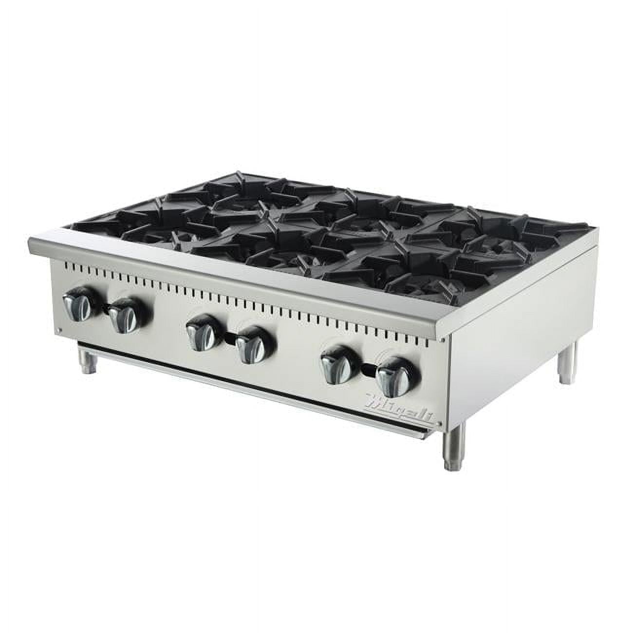 36 in. Competitor Series Countertop 6 Burners Hot Plate, Stainless Steel