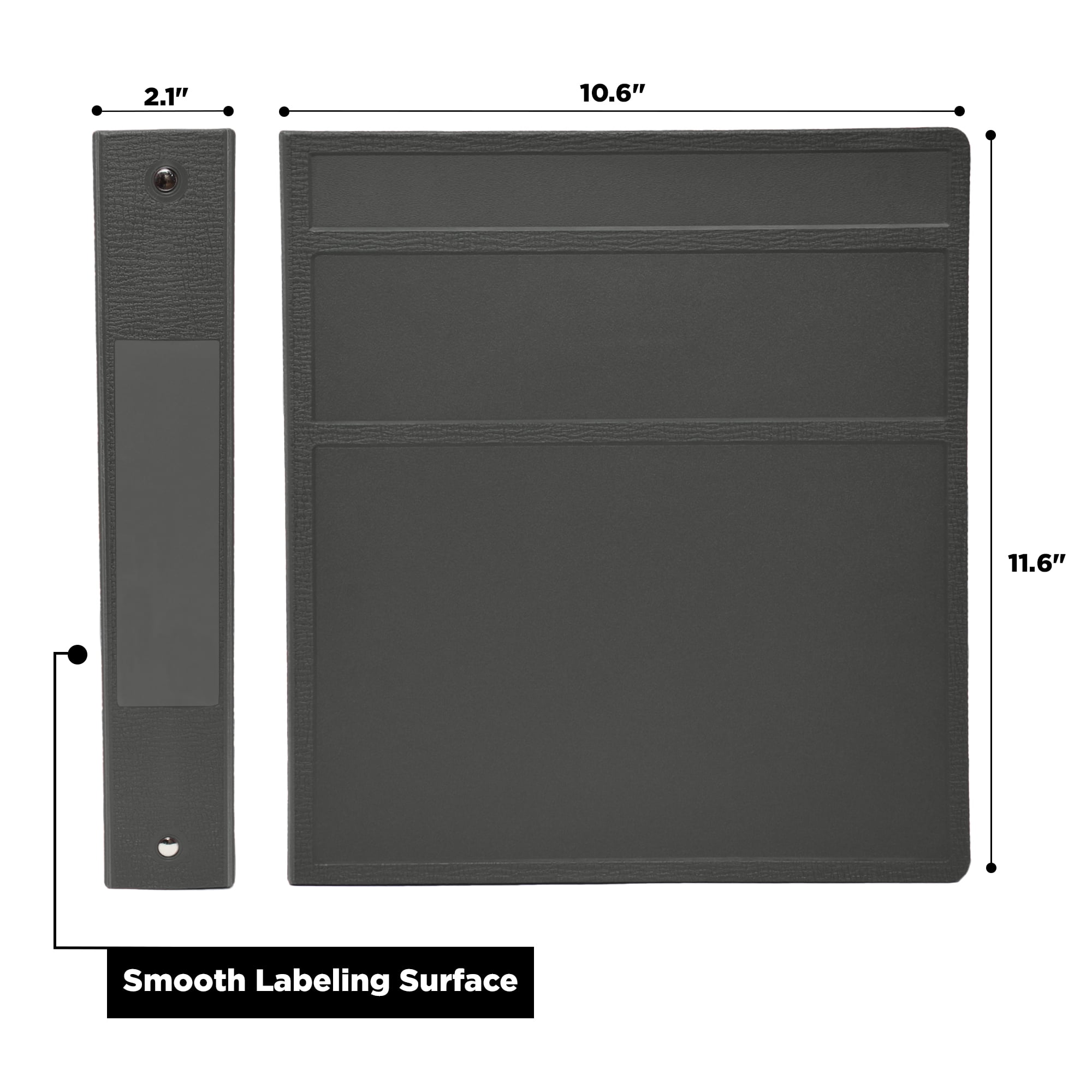 Carstens 1.5- Inch Heavy Duty 3-Ring Binder - Side Opening, Charcoal Gray