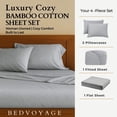 thumbnail image 5 of BedVoyage Soft King Sheets - Melange Luxury Bedroom Sheet Set, 4pc Softest Cooling Bedding, Viscose Derived from Bamboo and Cotton, Deep Pocket 18" - Silver, 5 of 7