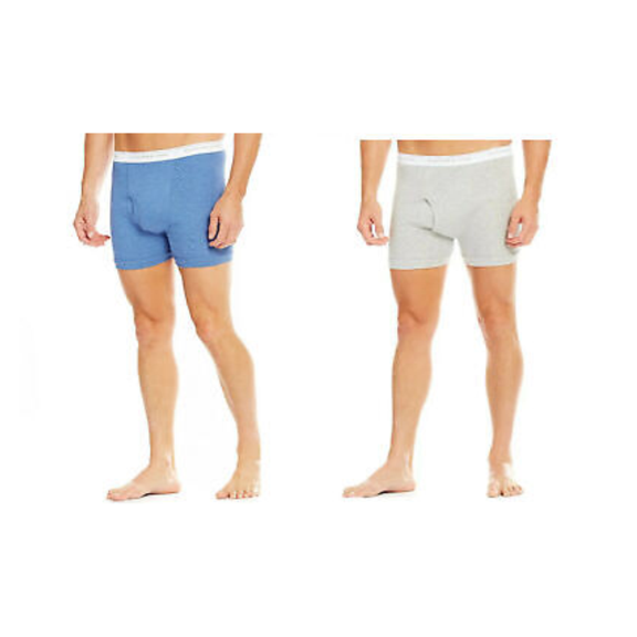 Roundtree and Yorke Men's 2-Pack Assorted Boxer Briefs (Blue/Gray 46 Big Man)