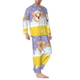 thumbnail image 2 of Fotbe Corgi Washing in Bathtub Pijama de Hombre con Estampado de Manga Larga, Conjunto de 2 Piezas, Ropa de Dormir Suave y Cómoda con Bolsillos-X-Large, 2 of 7