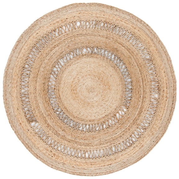 SAFAVIEH Natural Fiber Portmont Geometric Area Rug, Natural, 5' x 5' Round