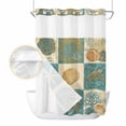 thumbnail image 2 of Vintage Coastal No Hook Shower Curtain Waterproof,Bathroom Curtains with Snap in Liners and See Through Top Window,Summer Beach Sea Turtle Shell Starfish Hotel Style Bathtub Curtains Shower 60"Wx72"L, 2 of 8