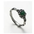 thumbnail image 2 of PAMTIER Men's Stainless Steel Personality Vintage Punk Thin Stackable Demon Skeleton Oval Cut Green Gemstone Biker Ring Gothic Rock Silver Size 9, 2 of 6