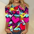 thumbnail image 7 of Feancey Womens Plus Size Tunic Tops 3/4 Sleeve Valentine Shirt for Date Night Cute Love Heart Printed Loose T-Shirts Dressy Casual Work Blouse Yellow 4XL, 7 of 7