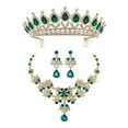 thumbnail image 1 of EeaseMX 1 Set Unique Bride Crown Necklace Earring Set Elegant Jewelry Wedding Dress Accessories Accesorio de vestuario para mujeres Mujer (Verde), 1 of 8