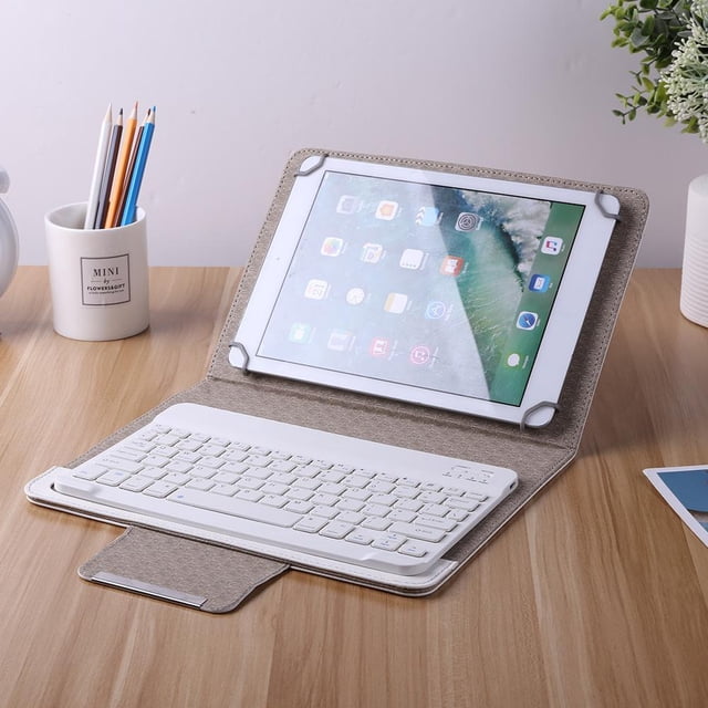 Teclado Bluetooth Teclado Bluetooth inalámbrico para tableta de 9 10 pulgadas, funda de cuero PU, soporte
