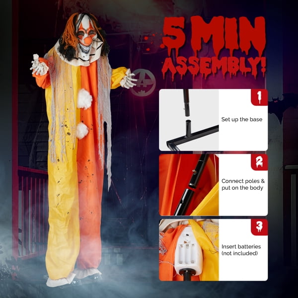 8.2FT Halloween Standing Decoration, Sensor-Activated , Weather-Resistant Synthetic Fiber & Iron for Yard/Garden