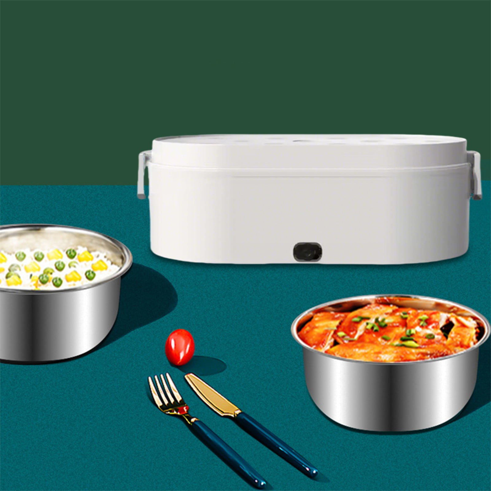 Electric Lunch Box Portable Heated Food Container 0.8L Cordless Rechargeable Leak Proof 25x9x5cm Fast Heating No Water Needed for Office Car School Hot Meals