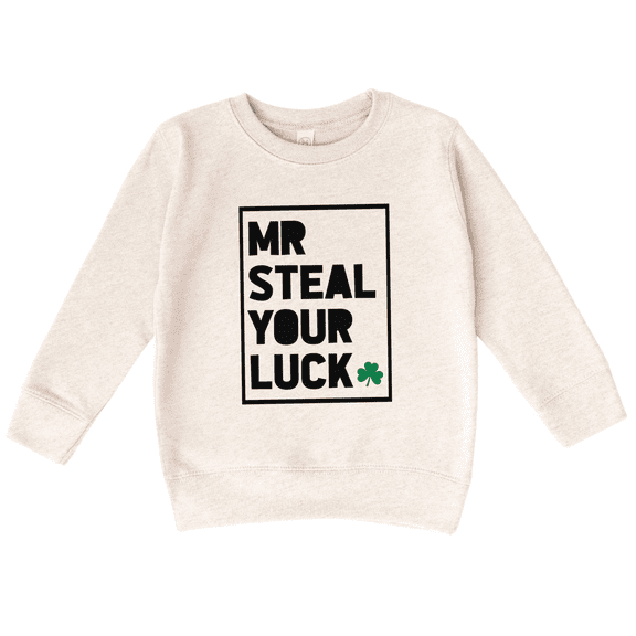 Bump and Beyond Designs Mr Steal Your Luck Boy St. Patrick's Day Sweatshirt (Natural 7)