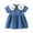 Blue-51, variant on Toddler Girls Denim Patchwork Dresses Peter Pan Collar Puff Short Sleeve Dress Casual Summer 6M-4Y