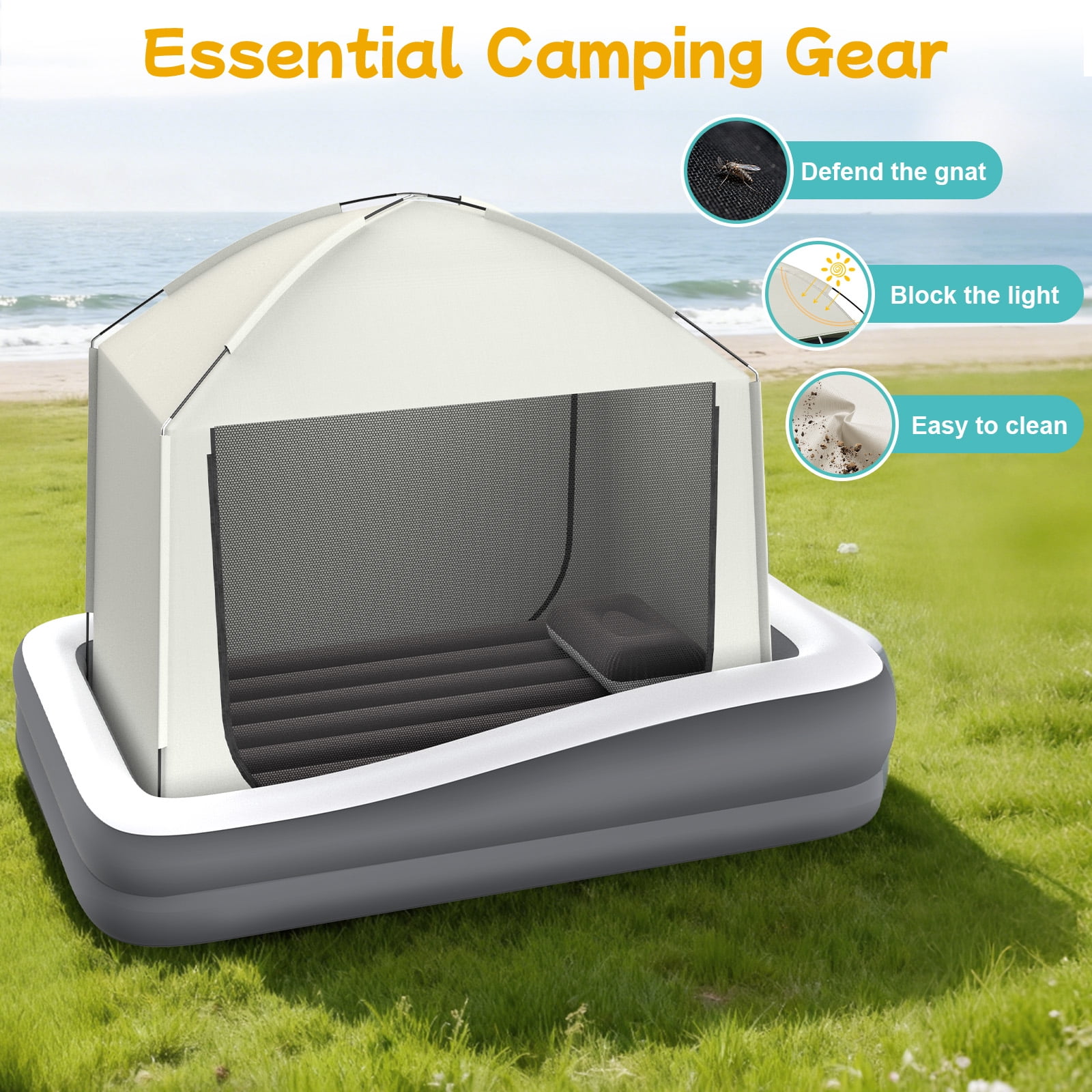 Small 2-in-1 Inflatable Travel Bed with Tent, Portable Compact Air Mattress with Safety Sides for Outdoor, 67 inch, 1 Set