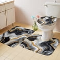 Abstract Marble Bathroom Rugs Set Black Gold Texture Modern Style ...