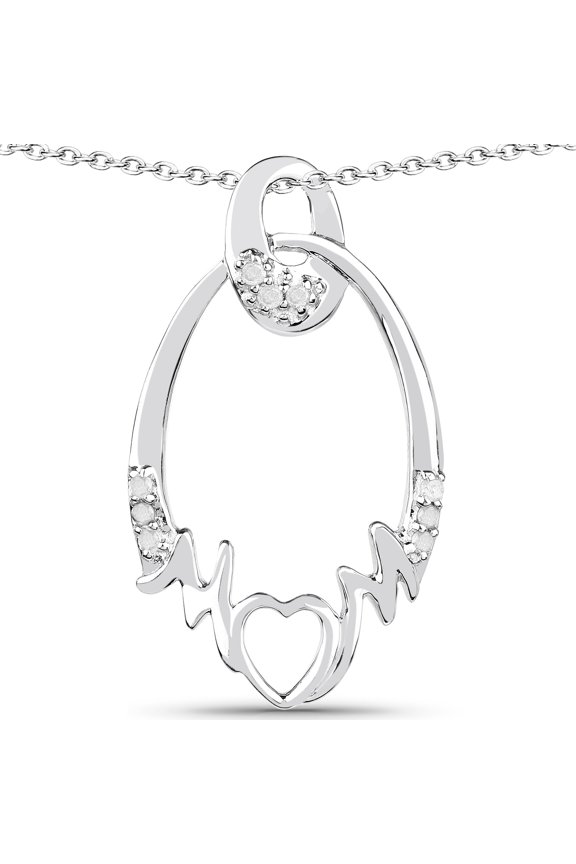 Genuine Single cut round Diamond Pendant in Sterling Silver