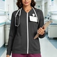 thumbnail image 7 of Vivianyo HD Women's V‑Neck Zip Up Nurse Work Sweatshirt, Fitted Stretch Long Sleeve Top, Fall Uniform Cover Up with Pen Sleeve Slots and Pockets for Medical Workplace and Daily Errands, Sizes S-2XL, 7 of 7