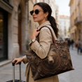thumbnail image 2 of ZUXONGSY Leather Bear Print Handle Handbag for Women Fashion Top Handle Bag Lightweight Weekender Bag with Inner Pocket for Tours Daily Use, 2 of 6