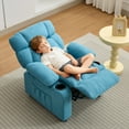 thumbnail image 4 of JONPONY Kids Recliner Chair,Push Back Toddler Recliner with Cup Holders & Side Pockets,Adjustable Footrest & Headrest Kids Sofa for Boys Girls 3+ Age Group, Light Blue, 4 of 11