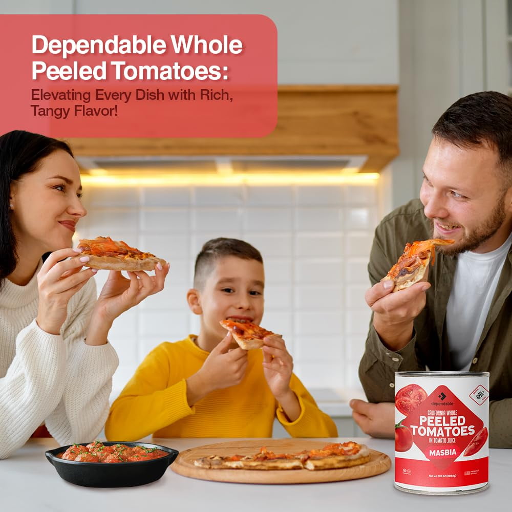 Dependable Food Peeled Tomatoes, Kosher, Gluten Free, & Vegan Canned Peeled Tomatoes, 6.375 lbs Bulk Can
