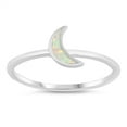 thumbnail image 1 of White Simulated Opal Crescent Moon Ring Sterling Siver Size 10, 1 of 3