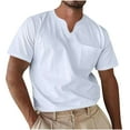 thumbnail image 2 of COSFO Mens Shirts Casual V Neck Short Sleeve Tops Loose with Pocket Solid Pullover Classic T-Shirt, 2 of 5
