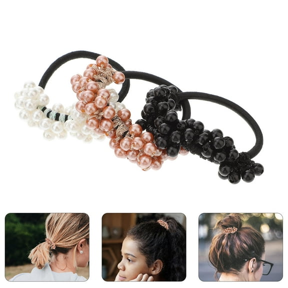 FENGGUIQU 6-Pack Hair Ties with Decorative Beads, Strong Ponytail Holders for Women and Girls