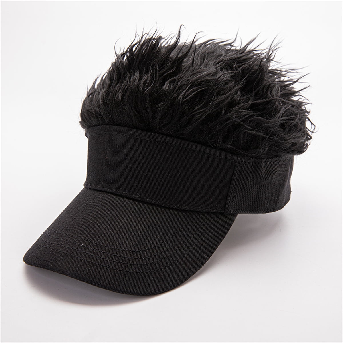 Men's Flair Hair Sun Visor Cap With Fake Hair Wig Baseball Peaked Hat