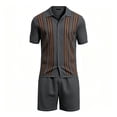 thumbnail image 2 of EliteGoogv Mens Outfit Set Casual Button Down Shirt And Shorts Two Piece Suit For Men Summer Beach Vacation Matching Set Dark Gray XL, 2 of 8