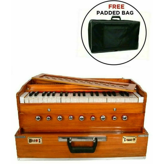 Naad Musical Instrument Portable 3.5 Octave 9 Stopper Harmonium Baja With Coupler 2023 Polished