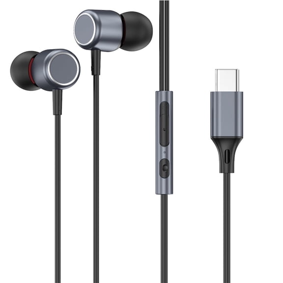 Y01 Metal earphones USB-C(TYPE-C) Wired Earbuds for iPad Pro iPhone 15/16/17 Series, Hi-Fi Stereo Sound with Mic Volume Control, Universal Android Compatible