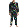 thumbnail image 3 of Balery Geometric 1980s Styled Pijama para Hombre de Dos Piezas con Manga Larga, Conjunto de Dormir y Descanso Suave con Bolsillos-Medium, 3 of 7