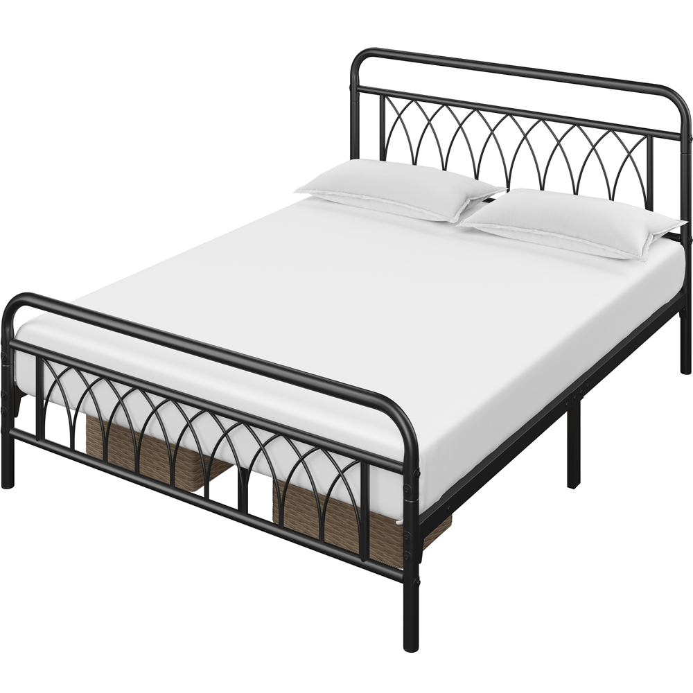 SmileMart Metal Platform Bed Frame with Headboard and Footboard, Queen, Black - image 2 of 12