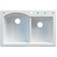thumbnail image 3 of Transolid Aversa 33in x 22in silQ Granite Drop-in Double Bowl Kitchen Sink with 3 BAE Faucet Holes, In White, 3 of 4