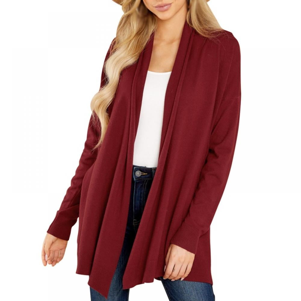 Linen Purity Women Open Front Cardigan Sweaters Pockets Long Sleeve Shrugs  - Walmart.com