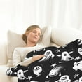 thumbnail image 4 of Djunllk Halloween Throw Blanket, 27 x 39 in Knee Thigh Blanket Gentle Fleece Fall Throw Blanket Cozy Warm Cute Halloween Ghost Blanket, Ultra-Soft Blankets and Throws for Couch Sofa Bed, 4 of 7