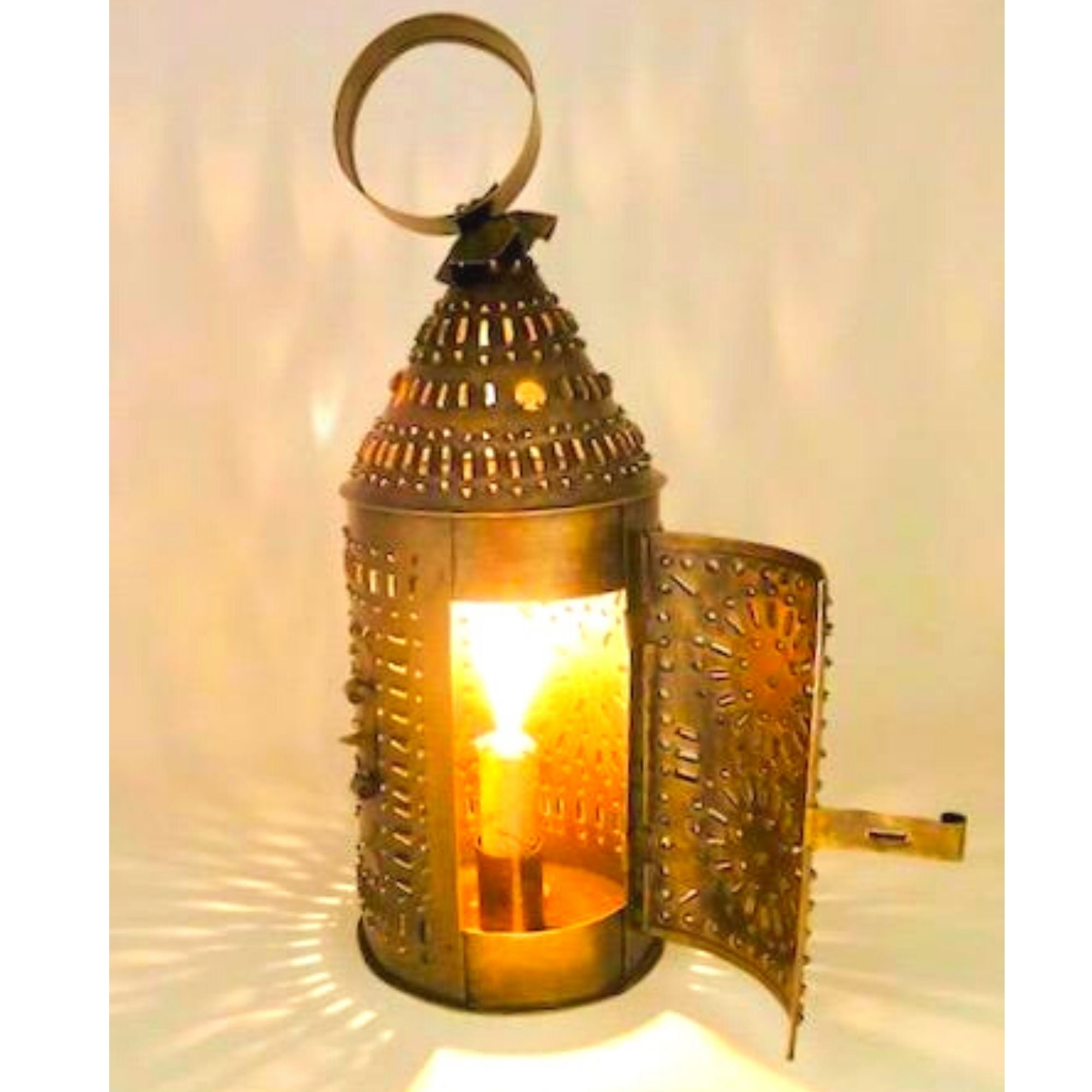 Antique Brass Paul Revere Candle Lantern 