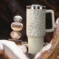 thumbnail image 6 of 40oz Tumbler with Handle and Straw Lid | Vacuum Insulated Leak Proof Tumbler | Stainless Steel Travel Mug Water Bottle Cup Keeps Cold & Hot | Cream Leopard, 6 of 6