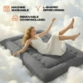 thumbnail image 3 of 4" Thick Japanese Futon Mattress - Space Saving Foldable Floor Bed for Guests, Dorms & Kids Rooms, Portable Tatami Mat with Firm Support & Carry Strap Queen Gray, 3 of 6