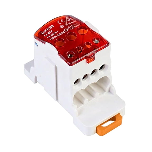 OADUKQ 80A Terminal Distribution Block, 690V with High Current Design, Automotive Modification and Control Cabinet Wiring, Red
