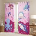 thumbnail image 2 of Erosebridal Octopus Shark Girls Curtains Pack of 2 (42x84 Each), Pink Ocean Waves Curtains Blackout, 2 of 6